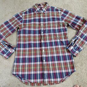 Rugby Ralph Lauren Shirt Small Blue Plaid India Madras 100% Cotton